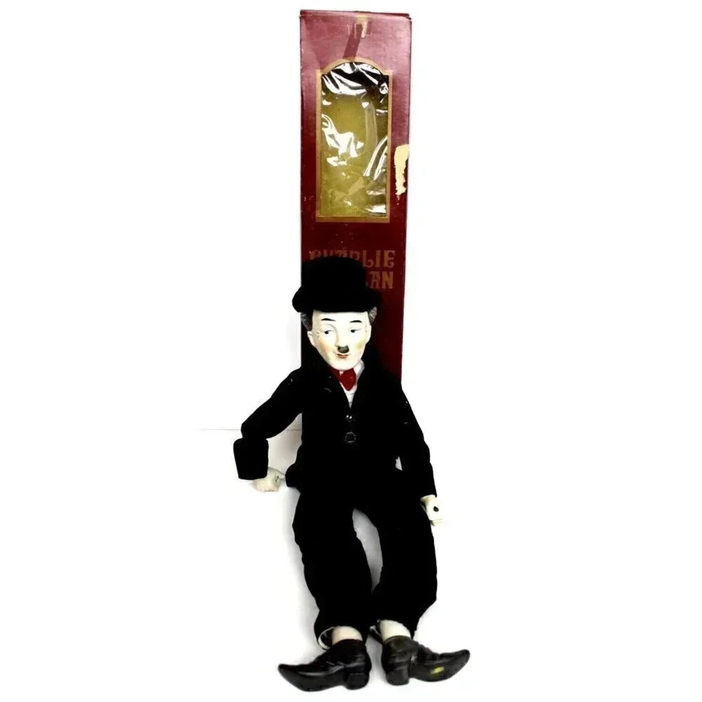 VINTAGE 1980s Charlie Chaplin Porcelain Doll 23" T.V. Movie Star Actor Taiwan